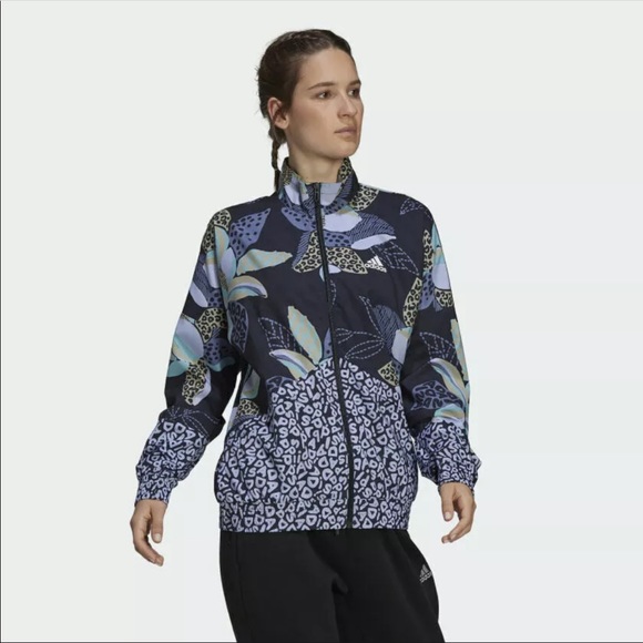 Adidas X Farm Rio Print Womens Lightweight Windbreaker GS6301 NEW Size Medium - Picture 3 of 6